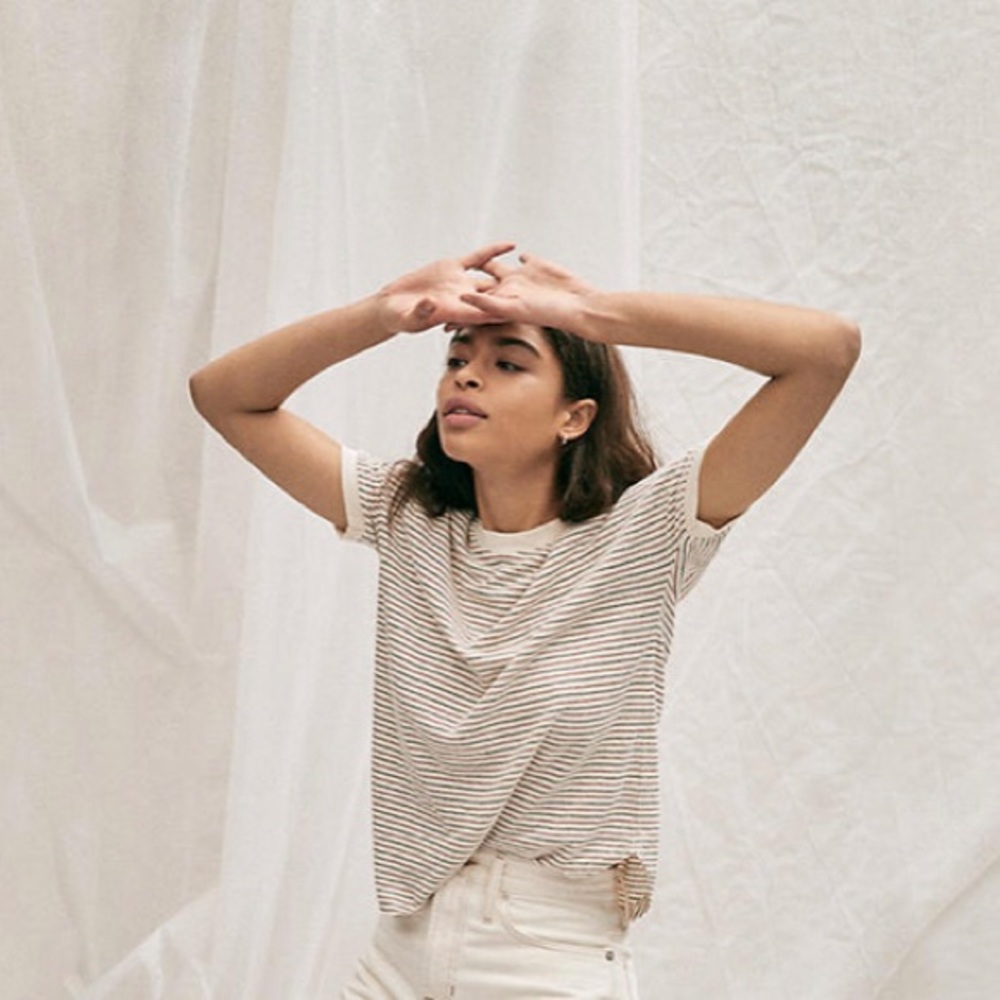 Madewell Hemp Relaxed Drapey Tee in Stripe